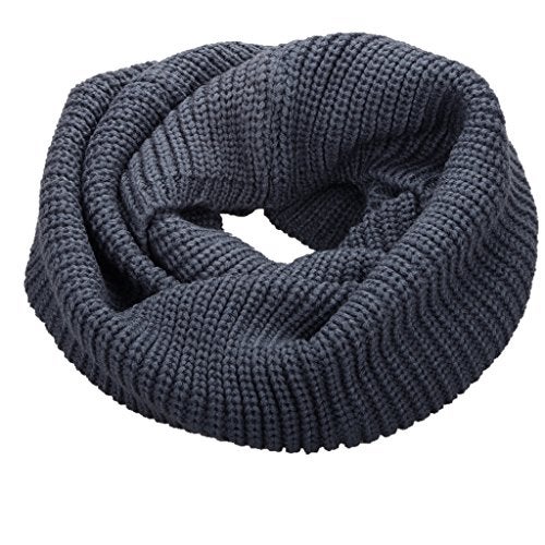 NEOSAN Womens Thick Ribbed Knit Winter Infinity Circle Loop Scarf Dark Grey - Image 1