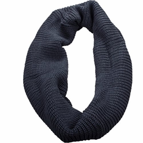 NEOSAN Womens Thick Ribbed Knit Winter Infinity Circle Loop Scarf Dark Grey - Image 2