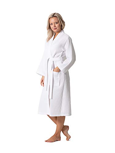 Turkish Linen روب سبا وحمام كيمونو خفيف الوزن من الكتان التركي - سريع الجفاف - ناعم (أبيض، XX-Large) - Image 2