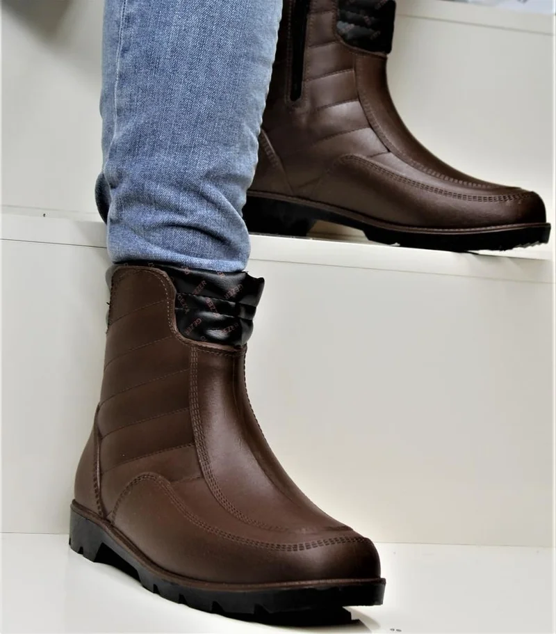 جيزر 212 Brown Men's Rain Boots Waterproof Wool Boots