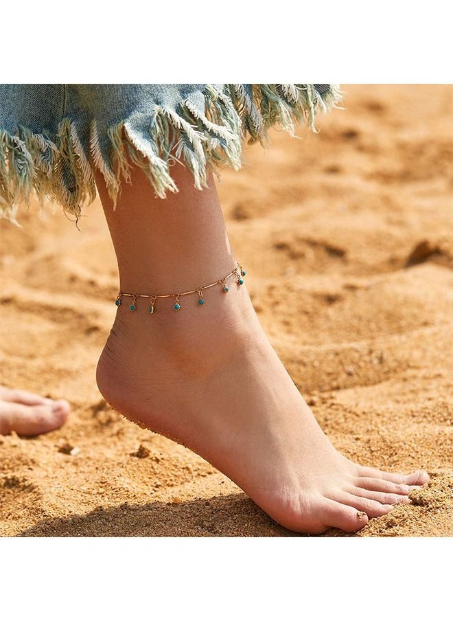 Generic - Bohemian anklet for women with blue pendant for summer holidays and relaxation - Image 1