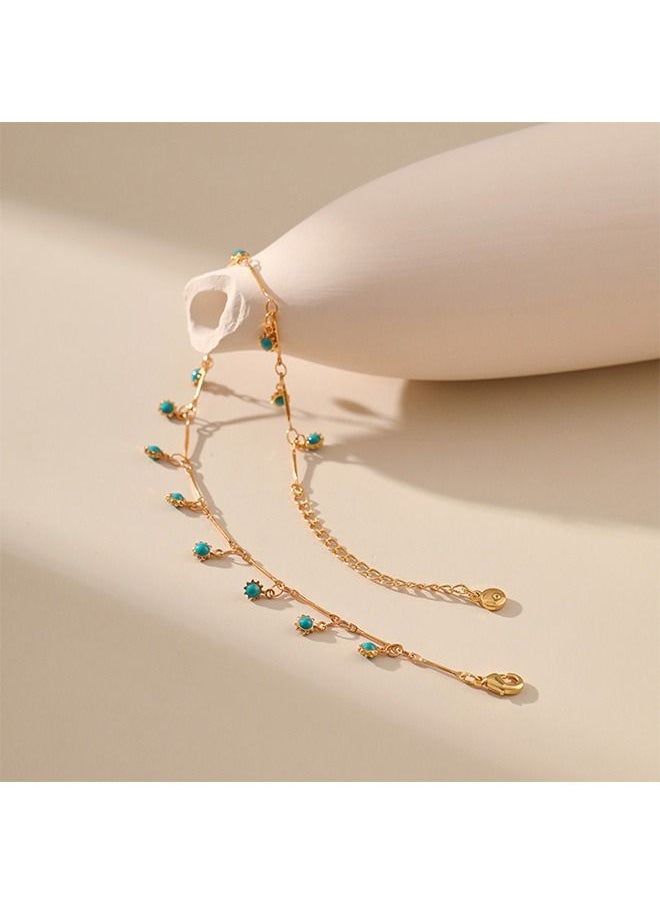 Generic - Bohemian anklet for women with blue pendant for summer holidays and relaxation - Image 1
