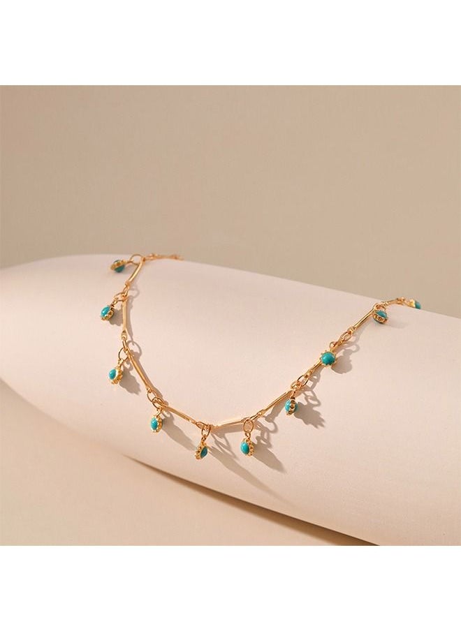 Generic - Bohemian anklet for women with blue pendant for summer holidays and relaxation - Image 1