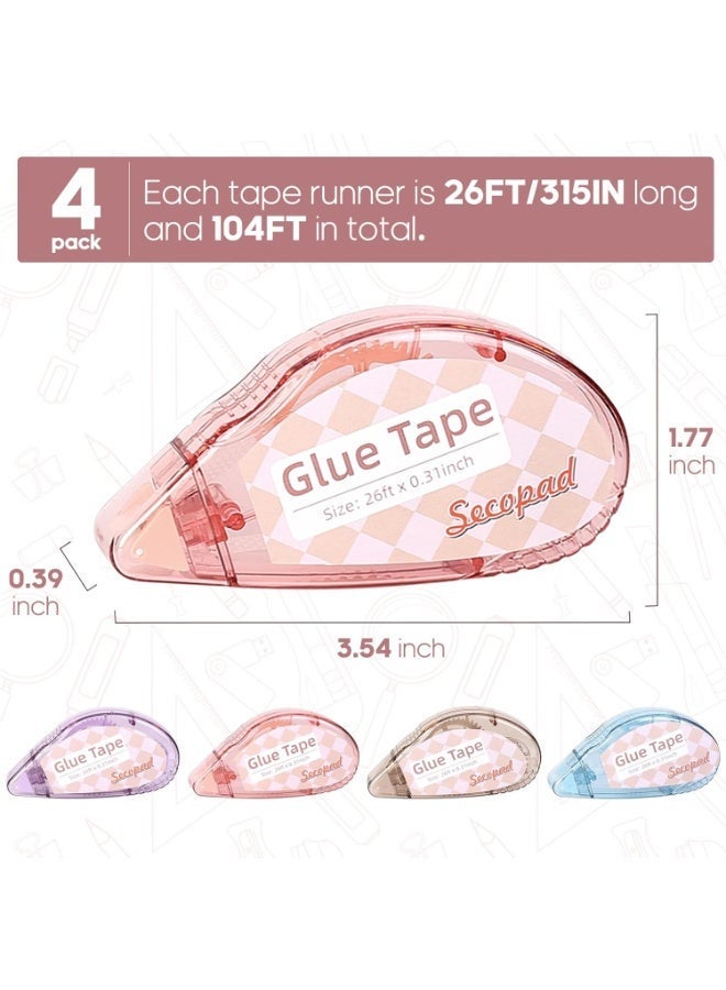 Scrapbook Tape, 4 Pack Double Sided Tape Roller for Crafts, Adhesive Glue Runner Scrapbooking Supplies Journaling School Office Teacher Supplies for Kids and Adults, 0.3IN x 26FT - Image 3