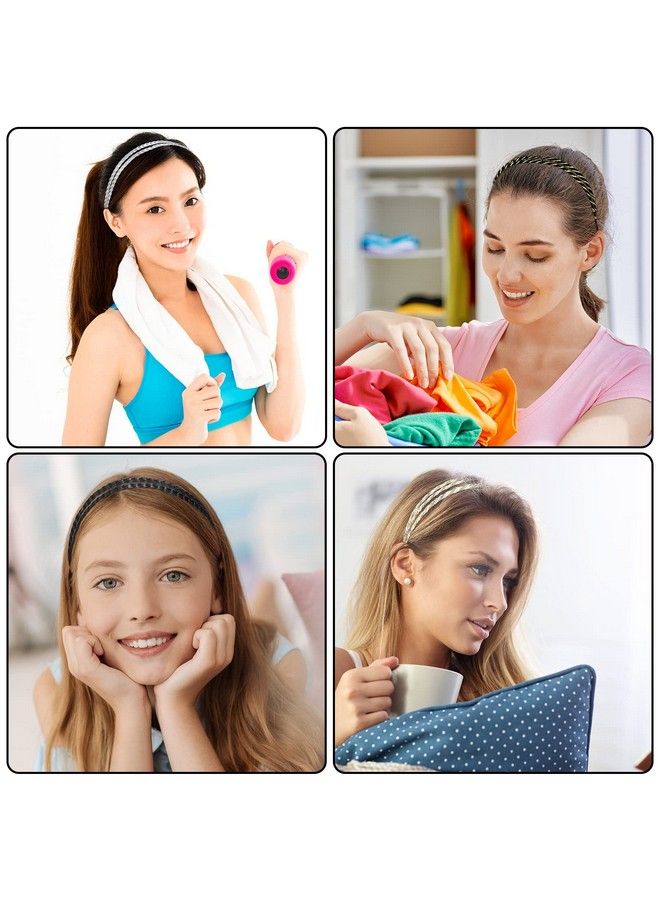 Jutom 6 Pieces Elastic Braided Headbands No Slip Adjustable Headbands Stretchy Headbands For Women Strand Headband Plaited Hair Band Hippie Hair Accessory For Girl (Double Triple Strand Mixed Material) - Image 5