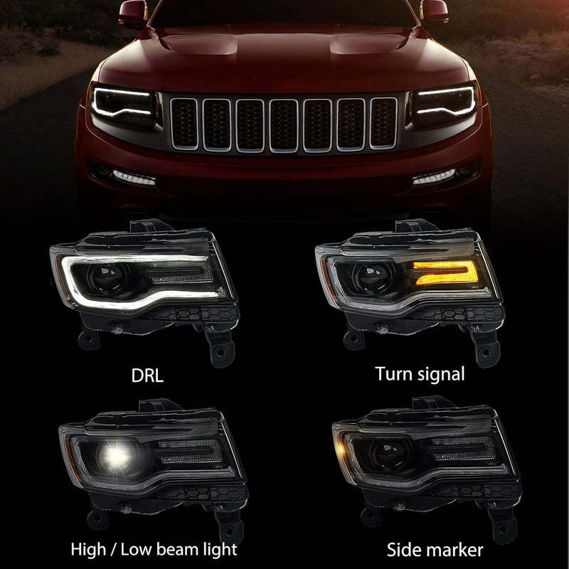 Huray HID Headlight Assembly for Jeep Grand Cherokee 2014-2021 - Right Passenger Side, Black Housing, Xenon Type - Image 2