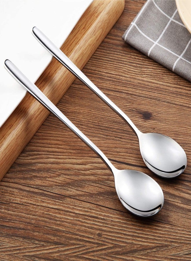Mockery Stainless Steel Soup Spoons Round Dinner Spoon Table Spoon Meal Spoon 8.26 Inch Long Handle Smooth Round Head Excellent Anti-Stick Round Soup Scoop Tablespoon Tableware Silverware (Pack of 2) - Image 1