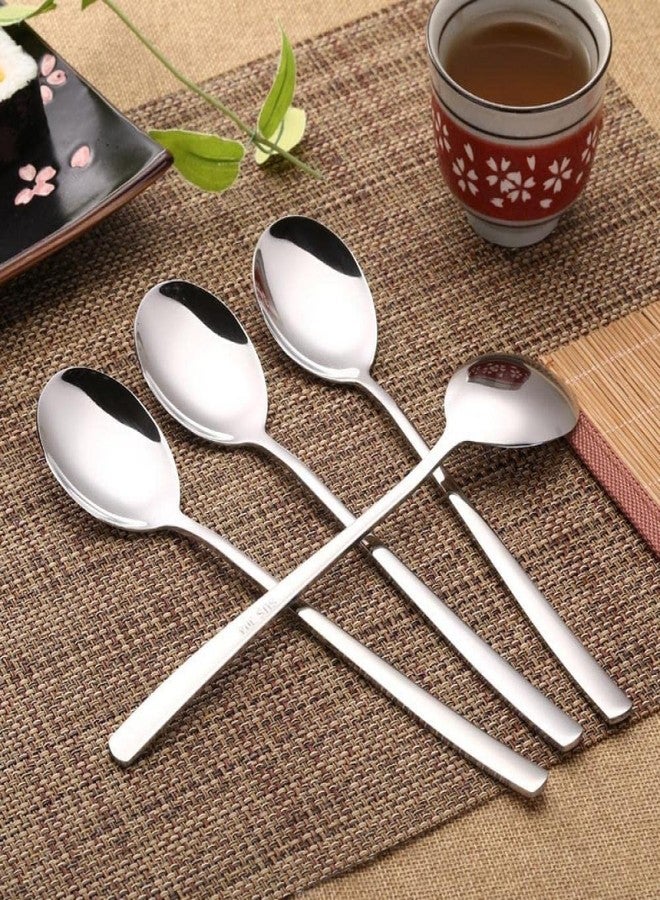 Mockery Stainless Steel Soup Spoons Round Dinner Spoon Table Spoon Meal Spoon 8.26 Inch Long Handle Smooth Round Head Excellent Anti-Stick Round Soup Scoop Tablespoon Tableware Silverware (Pack of 2) - Image 3