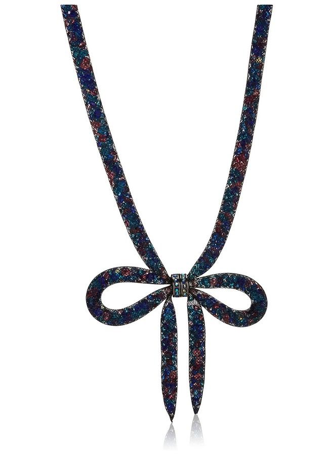 Betsey Johnson "Dark Shadows" Mesh Bow Necklace One Size - Image 1