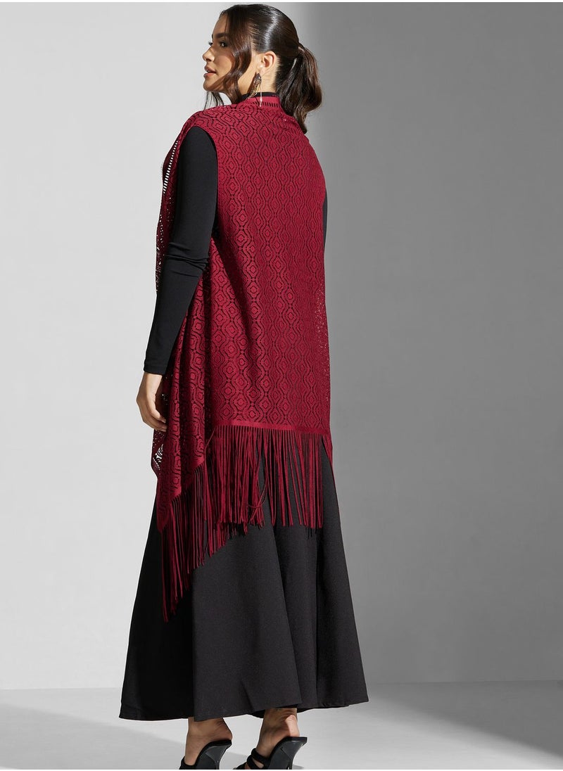 Openwork Mesh Kimono