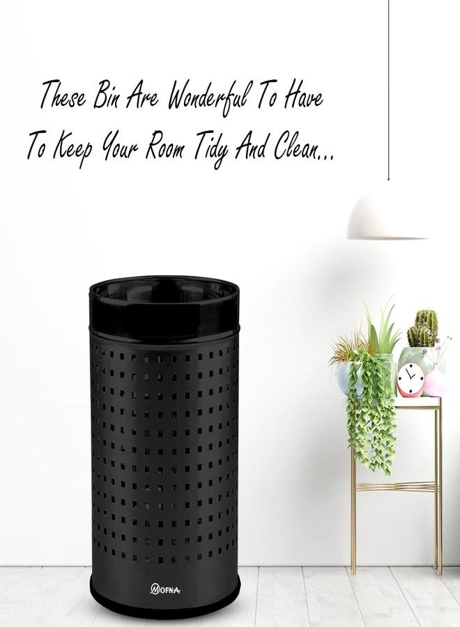 mofna Stainless Steel Square Perforated Dustbin for Home, Trash Can, Garbage Bin for Bathroom, Office, Bedroom, Kitchen & Toilet or Commercial Use- (7x10 In - 6 Liter, Black), Pack of 1 - Image 2