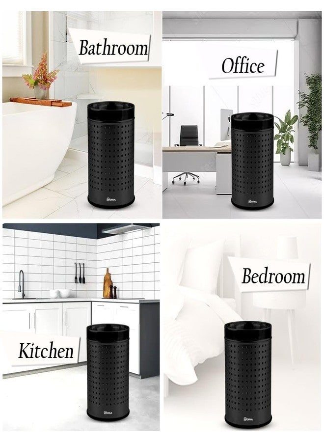 mofna Stainless Steel Square Perforated Dustbin for Home, Trash Can, Garbage Bin for Bathroom, Office, Bedroom, Kitchen & Toilet or Commercial Use- (7x10 In - 6 Liter, Black), Pack of 1 - Image 3