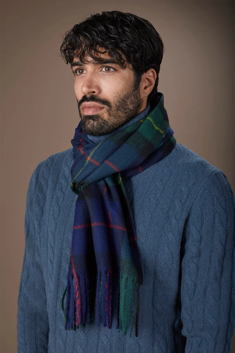 Men's tartan pattern scarf - Green