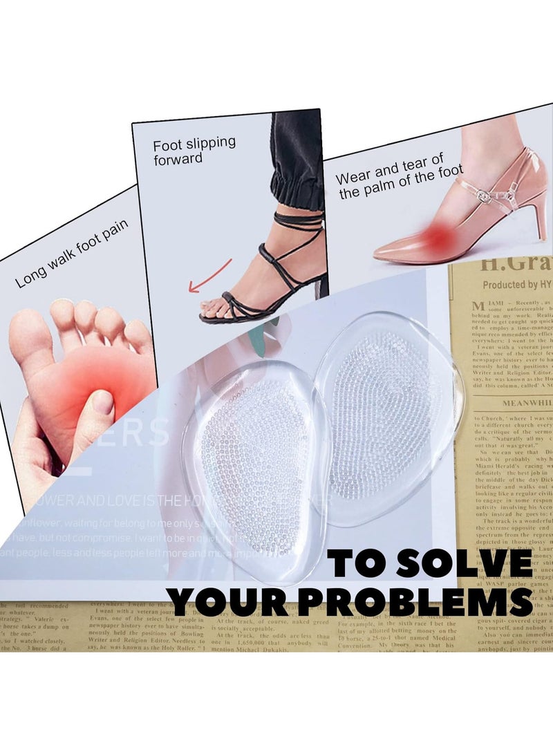 2 Pieces Silicone Anti Slip Forefoot Pads, Heel Cushion Inserts and Metatarsal Pads Reusable Adhesive Gel Foot Pads for Ball of Feet for Women Men Shoes Sandals(1 Pair) - Image 5