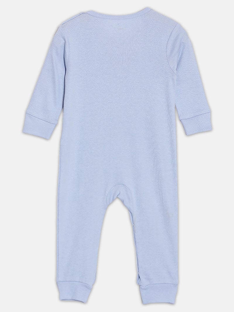 Broon Infant Boys Grey and Blue Printed Organic Cotton Sleepsuit Pack of 2 - Image 4