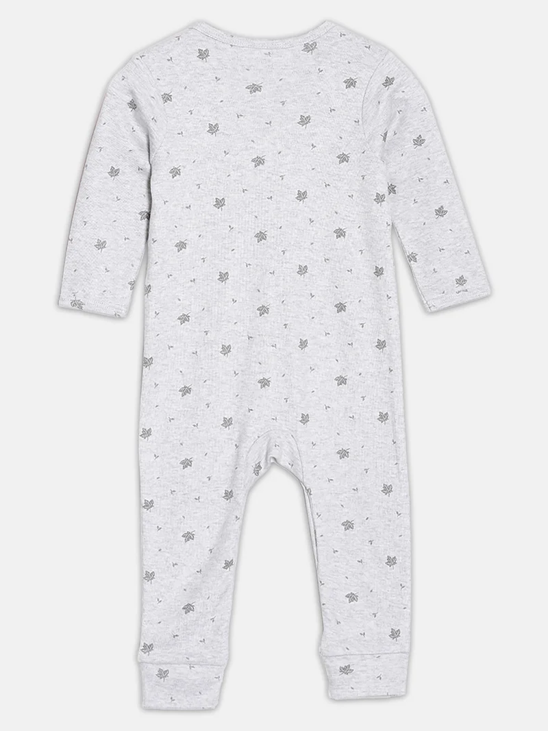 Broon Broon Infant Boys Grey and Blue Printed Organic Cotton Sleepsuit Pack of 2