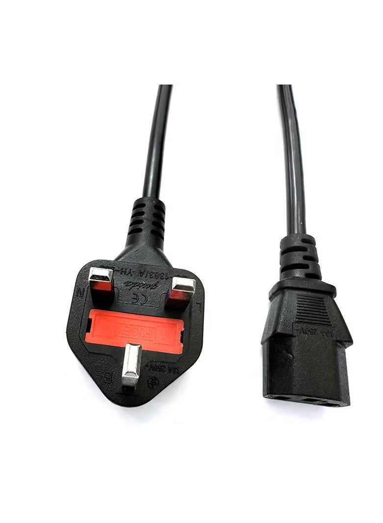 كابل طاقة ثلاثي الأطراف عالي الجودة من المملكة المتحدة مع فتيل حماية - بطول 1.5 متر، متوافق مع أجهزة الكمبيوتر الشخصية والطابعات وشاشات LCD وأجهزة الكمبيوتر المحمولة للألعاب والمزيد - قابس IEC C13 إلى المملكة المتحدة - Image 3