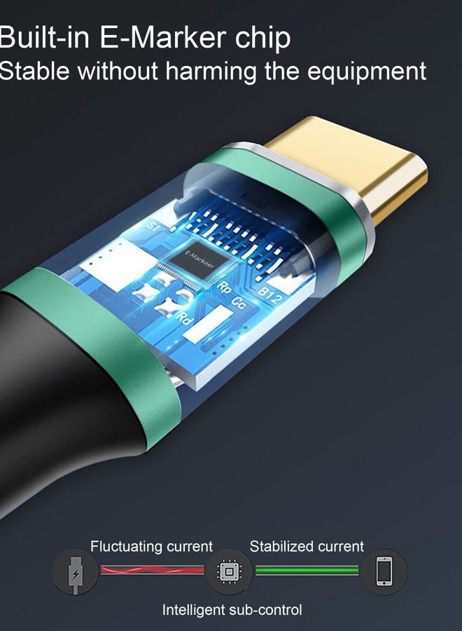 Grtoeud كابل USB-C إلى USB-C بقوة 240 واط بطول 10 أقدام باللون الأخضر، كابل شاحن سريع من نوع C إلى نوع C مضفر متوافق مع MacBook Pro/Air، iPad Pro، Samsung Galaxy S23/S22/S21 Note 10، Pixel، Switch، أجهزة الكمبيوتر المحمولة - Image 4