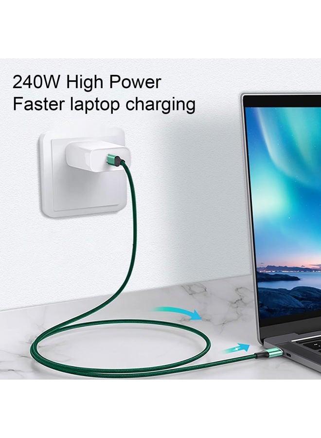 Grtoeud كابل USB-C إلى USB-C بقوة 240 واط بطول 10 أقدام باللون الأخضر، كابل شاحن سريع من نوع C إلى نوع C مضفر متوافق مع MacBook Pro/Air، iPad Pro، Samsung Galaxy S23/S22/S21 Note 10، Pixel، Switch، أجهزة الكمبيوتر المحمولة - Image 2