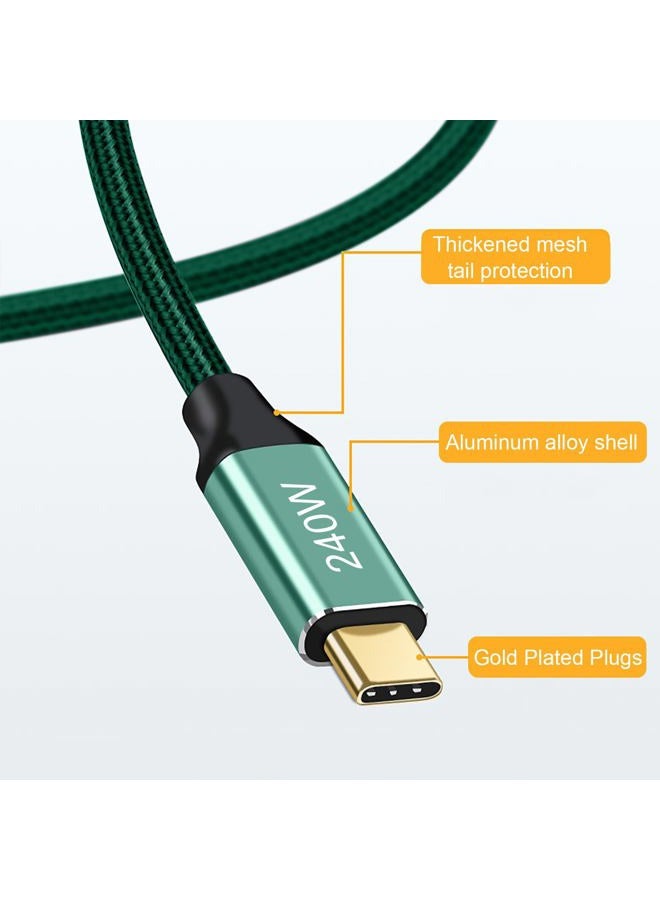 Grtoeud كابل USB-C إلى USB-C بقوة 240 واط بطول 10 أقدام باللون الأخضر، كابل شاحن سريع من نوع C إلى نوع C مضفر متوافق مع MacBook Pro/Air، iPad Pro، Samsung Galaxy S23/S22/S21 Note 10، Pixel، Switch، أجهزة الكمبيوتر المحمولة - Image 5