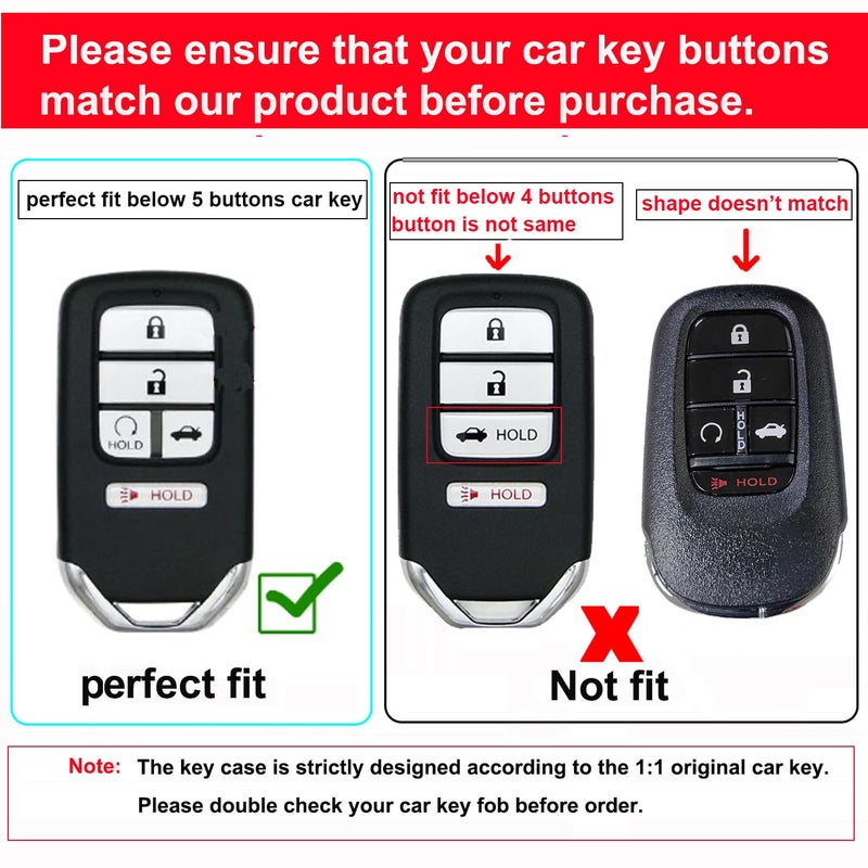 SUNCARACCL for Honda Key fob Cover with Leather Keychain, Soft TPU Full Cover Protection Key Fob Case for Honda Accord Civic CRV Pilot Odyssey Passport Smart Remote Key - Image 2
