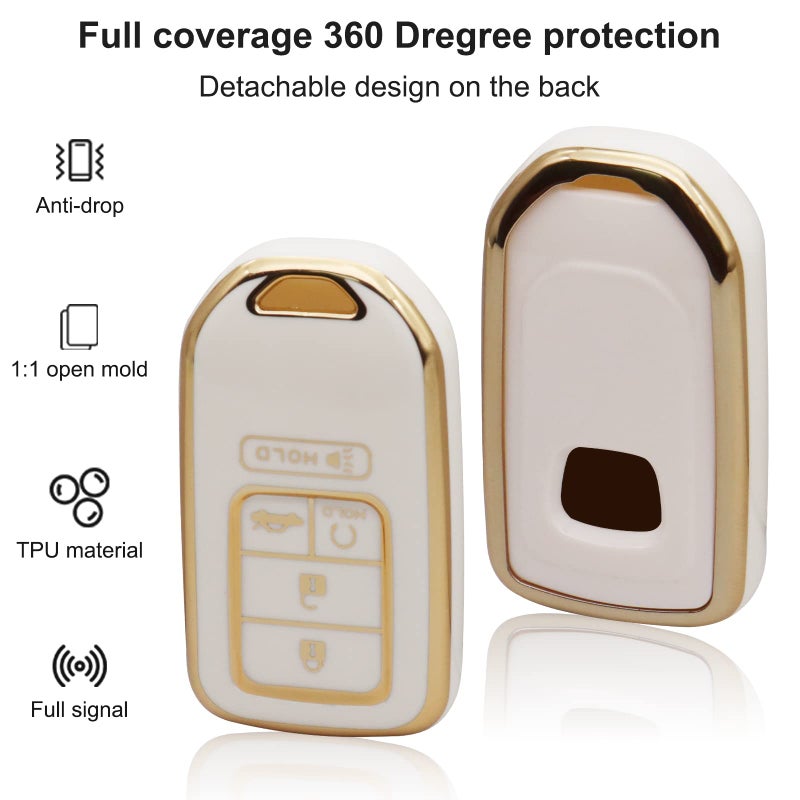 SUNCARACCL for Honda Key fob Cover with Leather Keychain, Soft TPU Full Cover Protection Key Fob Case for Honda Accord Civic CRV Pilot Odyssey Passport Smart Remote Key - Image 4