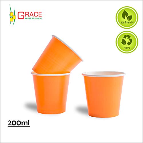 GRACE PAPER GLASS 200 ml (Pack of 100) Gold Quality Assorted Color Paper Glass Disposable for Party, Paper Cups for Hot & Cold Beverages 7Oz (Pack of 100) - Multi Color - Image 2