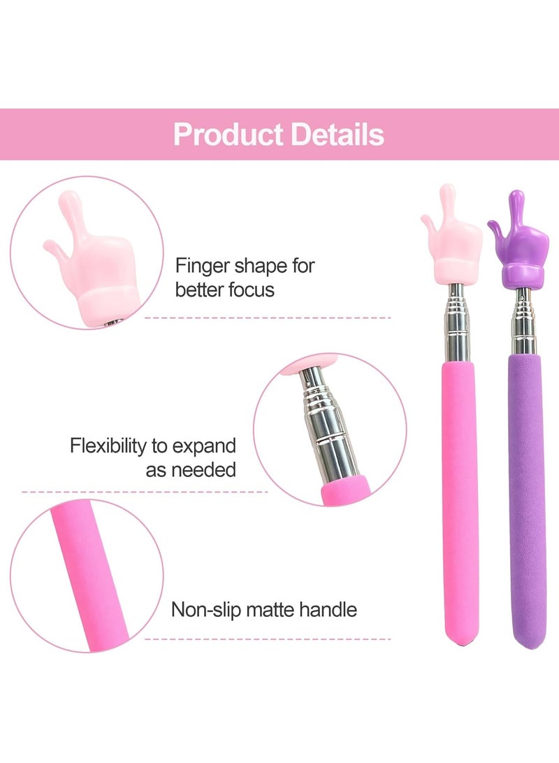 Meetion 3Pcs Telescopic Teachers Pointer, Extendable Hand Pointer Finger Pointer Stick, Mini Retractable Classroom Pointer for Elementary School Kindergarten Teacher,Classroom Supplies (3 Colors) - Image 2