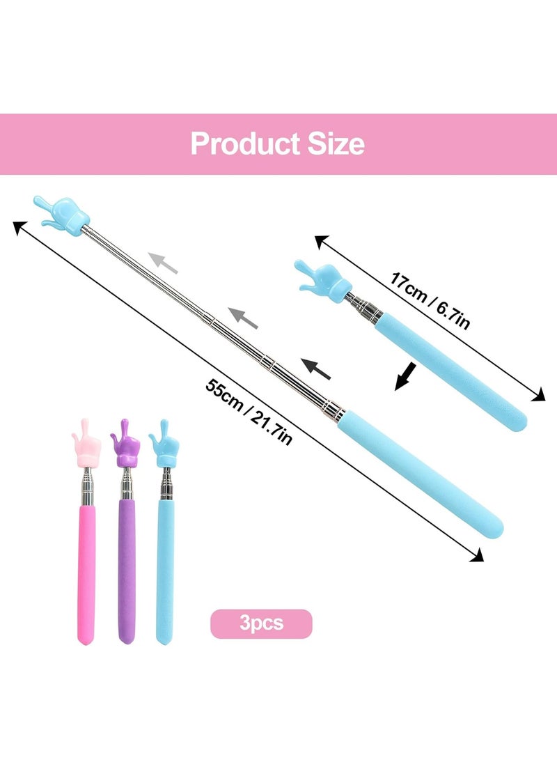 Meetion 3Pcs Telescopic Teachers Pointer, Extendable Hand Pointer Finger Pointer Stick, Mini Retractable Classroom Pointer for Elementary School Kindergarten Teacher,Classroom Supplies (3 Colors) - Image 5
