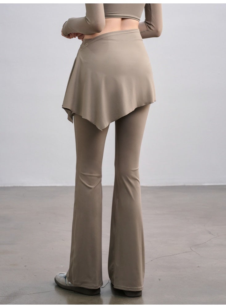 Flared Culottes for Women Fake Two Micro-flared Pants Wrinkle High Waist Lift Hip Yoga Pants Slim-fit Elastic Waist Rope - Image 5