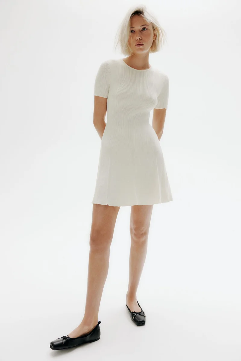 H&M Rib-knit flared-skirt dress