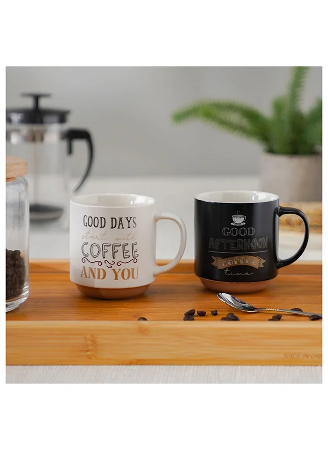 DANUBE HOME Danube Essential 2 Piece New Bone China Mug Set Black 410Ml L 8.7 x W 5.9 x H 9.9 Cm