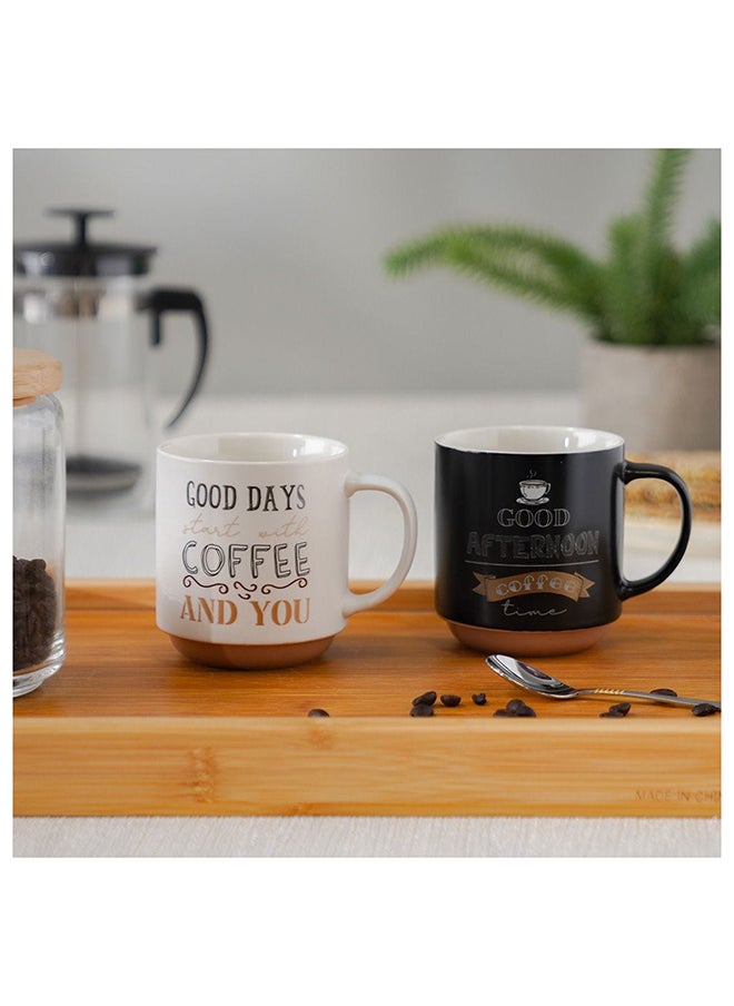 DANUBE HOME Danube Essential 2 Piece New Bone China Mug Set Black 410Ml L 8.7 x W 5.9 x H 9.9 Cm  - Image 1