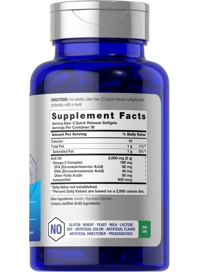 Horbäach Antarctic Krill Oil 2000mg | 60 Softgel Capsules | Omega-3, EPA, DHA Supplement | with Astaxanthin | Non-GMO, Gluten Free - Image 2