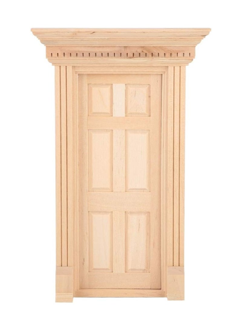 GLOGLOW Dollhouse Miniature Door, 1:12 Miniature Wooden Door Miniature Fairy Door Unpaint Wooden Doors for DIY Scene Doll Home Furniture Craft - Image 1