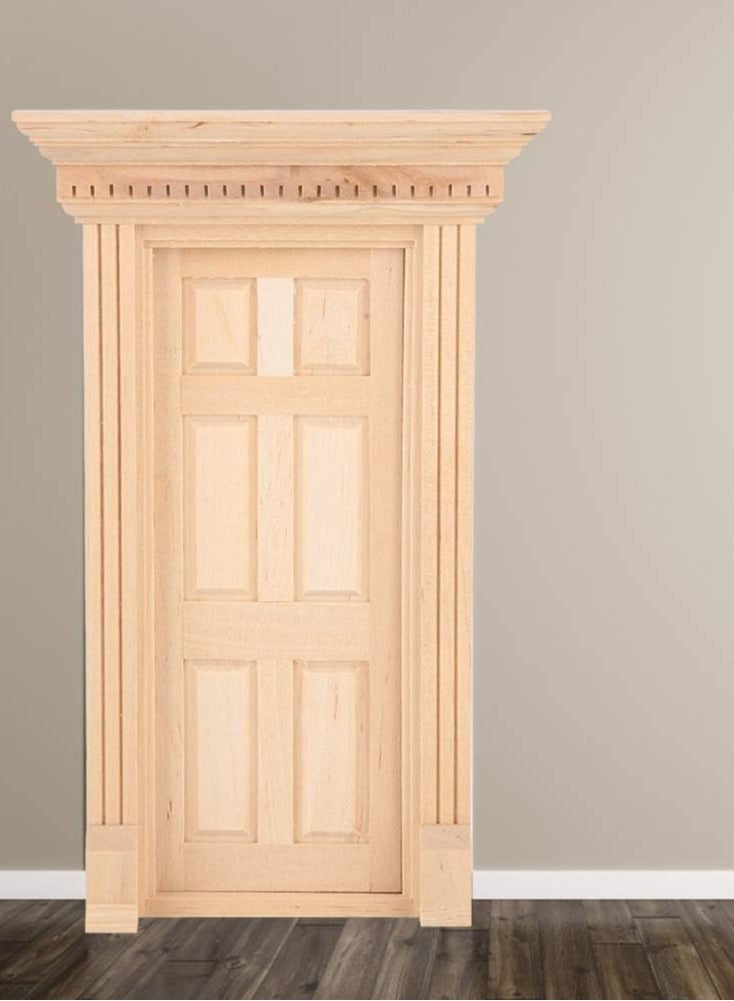 GLOGLOW Dollhouse Miniature Door, 1:12 Miniature Wooden Door Miniature Fairy Door Unpaint Wooden Doors for DIY Scene Doll Home Furniture Craft - Image 3