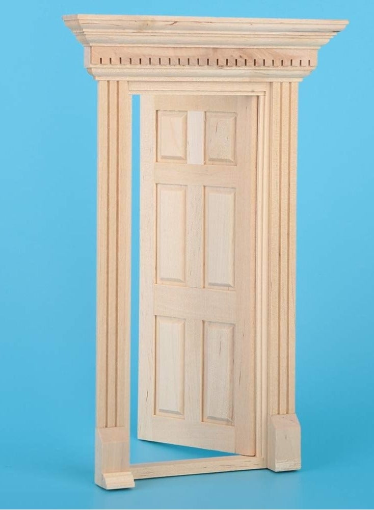 GLOGLOW Dollhouse Miniature Door, 1:12 Miniature Wooden Door Miniature Fairy Door Unpaint Wooden Doors for DIY Scene Doll Home Furniture Craft - Image 4