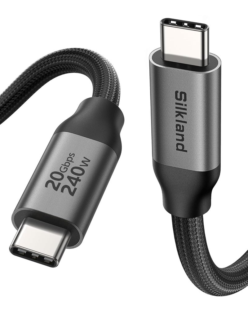 Silkland USB 4 for Long Thunderbolt 4 Cable 16.5FT/5M, 20Gbps Data Transfer, Supports 5K/4K@60Hz, 240W PD 3.1 Charging, USB C Video Cable Compatible for Thunderbolt 3, MacBook, SSD, Docking,VR Headset - Image 1