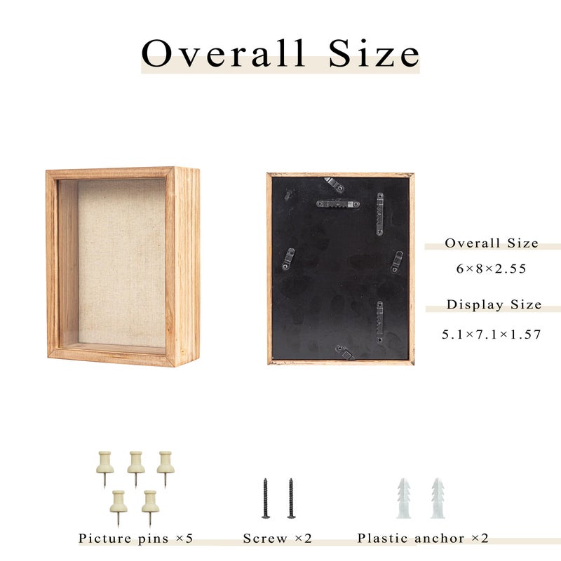 Increased Fire Shadow Box Frame 6x8 Shadow Box Display Case with Linen Back of Awards Memorabilia Flower, Pictures, Keepsakesã€Bouquetã€Medals and More Photos Memory Box - Image 5