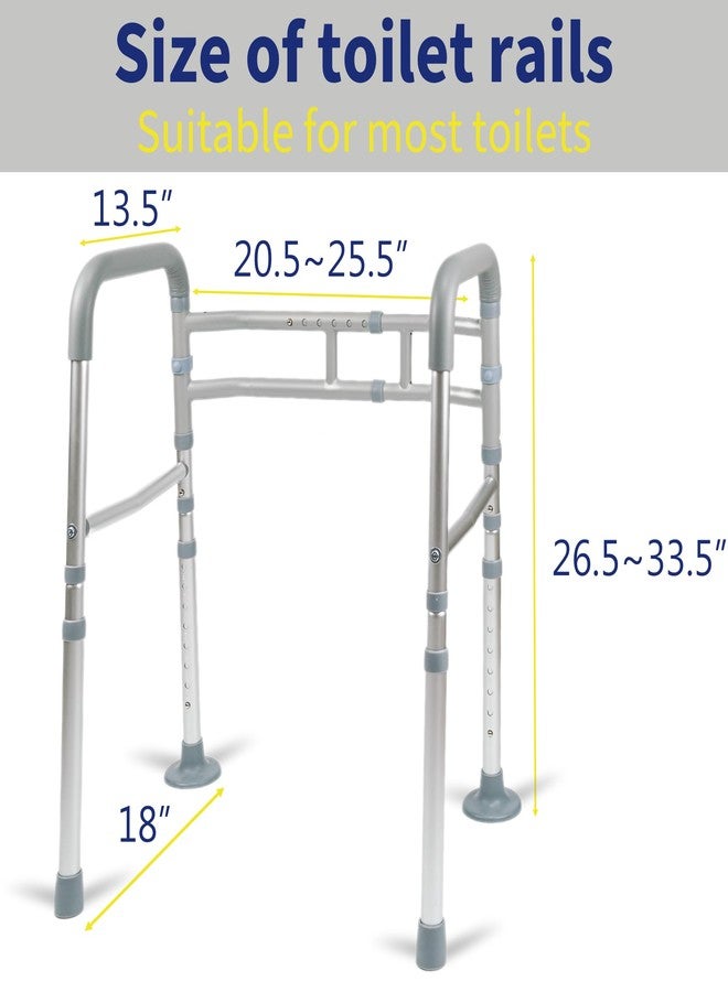 LandTale Toilet Safety Rails, Adjustable Toilet Rails for Elderly Adults Senior Disabled Handicap, Toilet Assistance Handles Safety Frames, Fit for Most Toilet, Foldable & Portable - Image 3