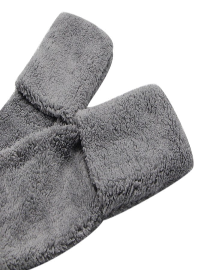 Bioterti Super Soft Fleece Women’s Hooded Scarf & Hat W/Glove Pockets (Gray) - Image 3