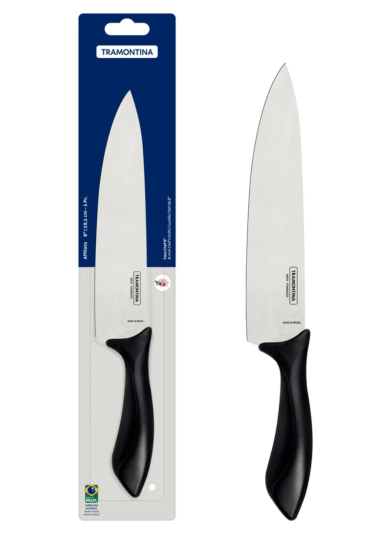 ترامونتينا Tramontina Affilata 8 Inches Chef Knife with Stainless Steel Blade and Black Polypropylene Handle