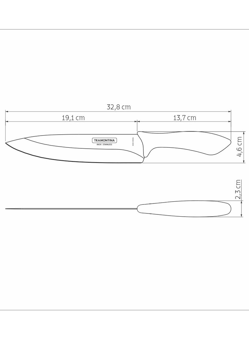 Tramontina Affilata 8 Inches Chef Knife with Stainless Steel Blade and Black Polypropylene Handle - Image 5