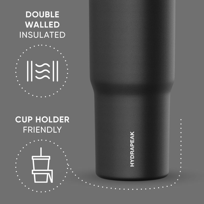 Hydrapeak Nomad 32 oz Tumbler with Handle and Straw Lid, Leakproof, Double Insulated, 32oz Cup, Stainless Steel | Black - Image 4