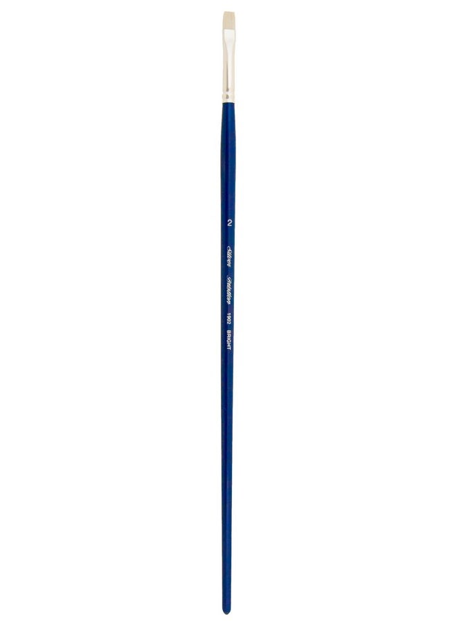Silver Brush Limited - 1902-2 Bristlon Bright Paintbrush For Oil, Acrylic, And Heavy Body Paints, Size 2, Long Handle - Image 1