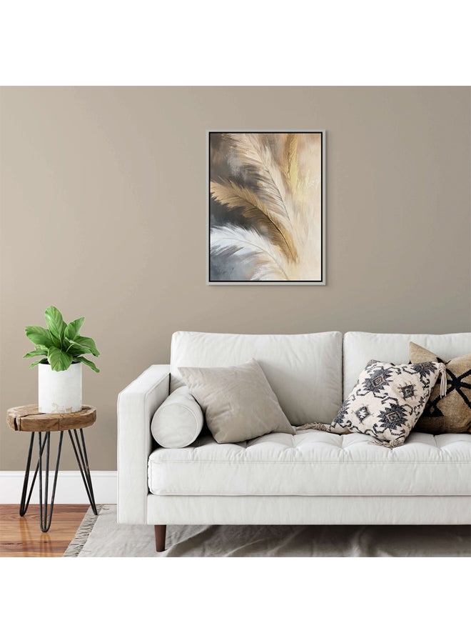 آرت دیکور  لوحة فنية جدارية مؤطرة من قماش الريش التجريدي، عمل فني حديث مع لمسات ذهبية، طباعة بورتريه فنية أنيقة من الريش، ديكور حائط لغرفة المعيشة في المكتب وغرفة النوم كهدية - Image 2