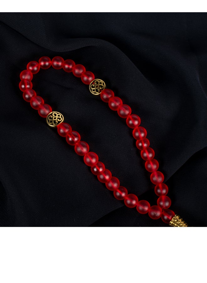 The Black Pearl Accessories Fabulous Red Opal Stone Prayer Bead of 33 Beads - Image 5