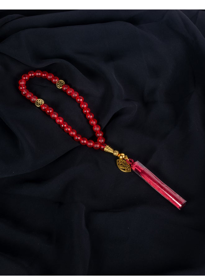 The Black Pearl Accessories Fabulous Red Opal Stone Prayer Bead of 33 Beads - Image 2