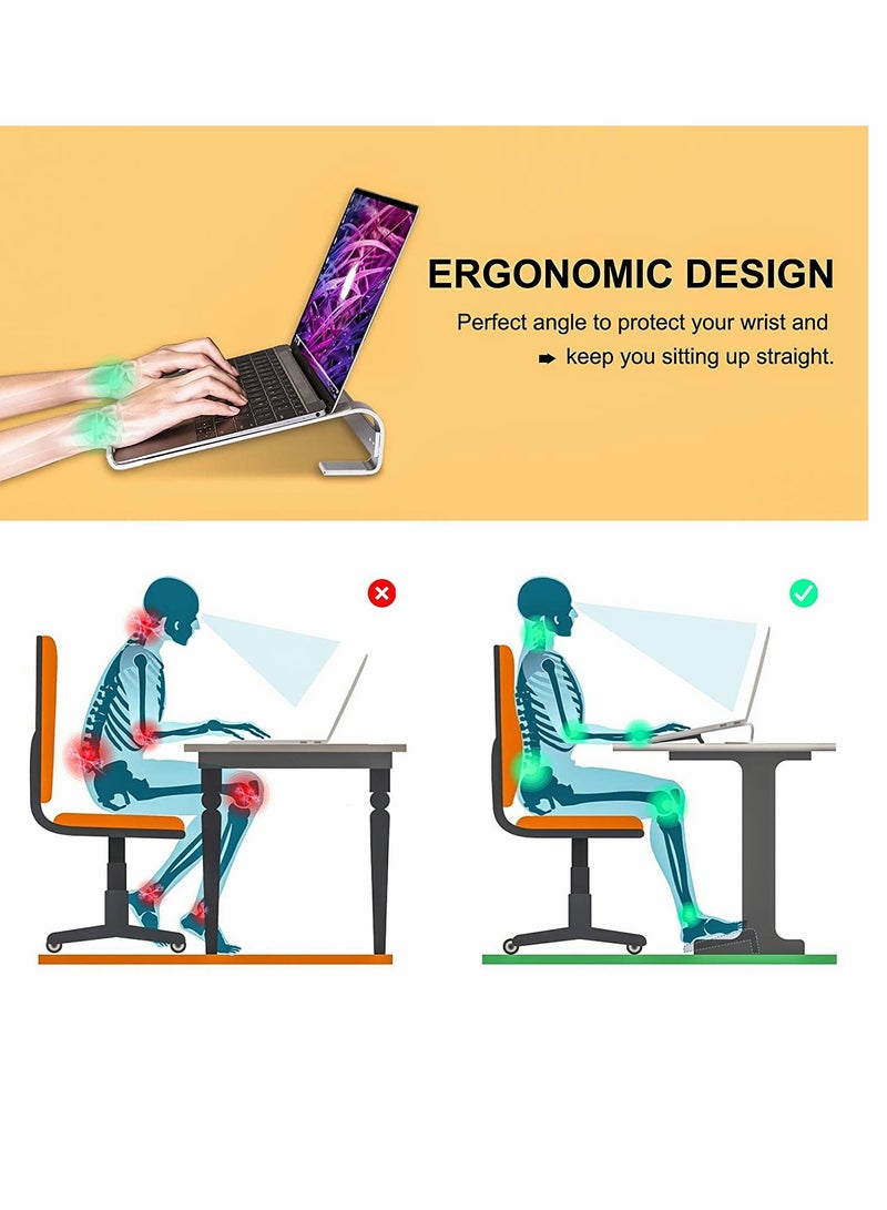 SYOSI Computer Stand, Laptop Stand for Desk, Computer Stand for Desk, Ventilated Ergonomic Aluminum Notebook Stand, Compatible with MacBook Air, Suitable for 10-17 Inch Laptop, Work from Home (Silver) - Image 3