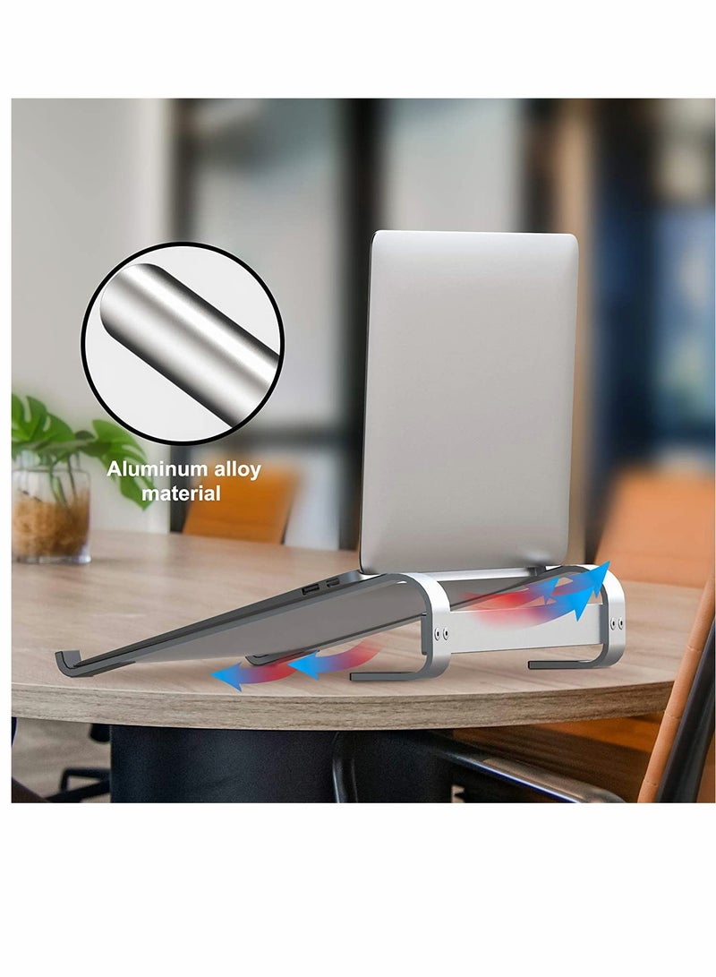 SYOSI Computer Stand, Laptop Stand for Desk, Computer Stand for Desk, Ventilated Ergonomic Aluminum Notebook Stand, Compatible with MacBook Air, Suitable for 10-17 Inch Laptop, Work from Home (Silver) - Image 5